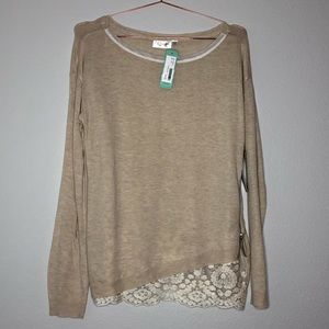 NWT RD Style Blush Tonie Lace Inset Pullover
